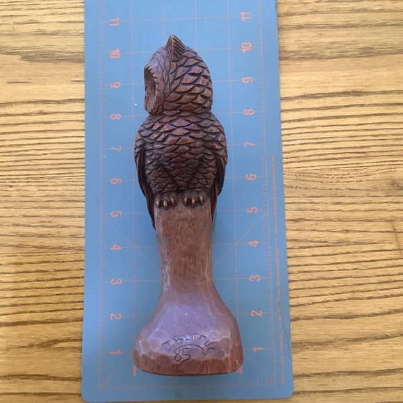 Artisan Signed Wooden Hand Carved Owl Vintage signed J Burris 85 - Picture 12 of 17